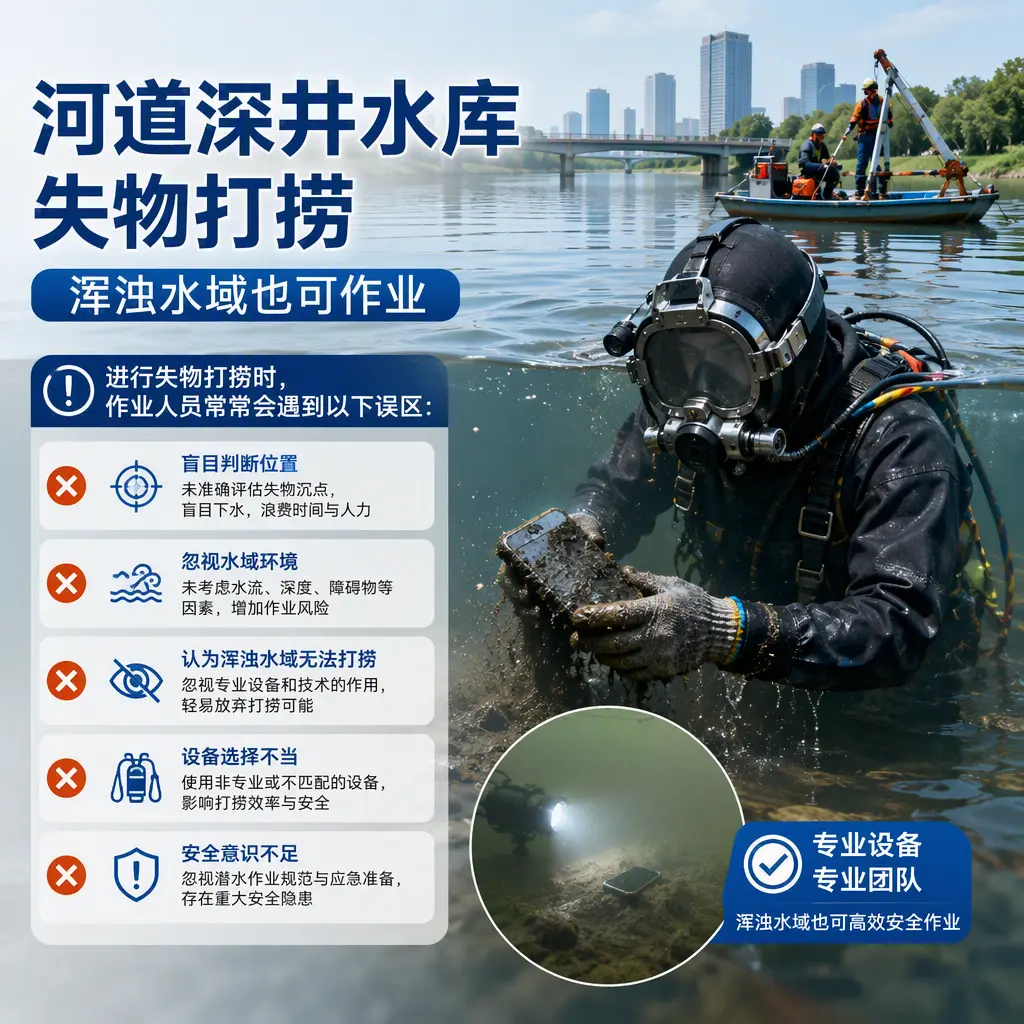 河道深井水库失物打捞,浑浊水域也可作业兴安
